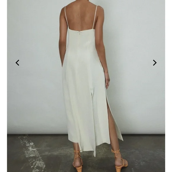 Theodora Dress in Ivory with Slits and Spaghetti Straps - Picture 4 of 8